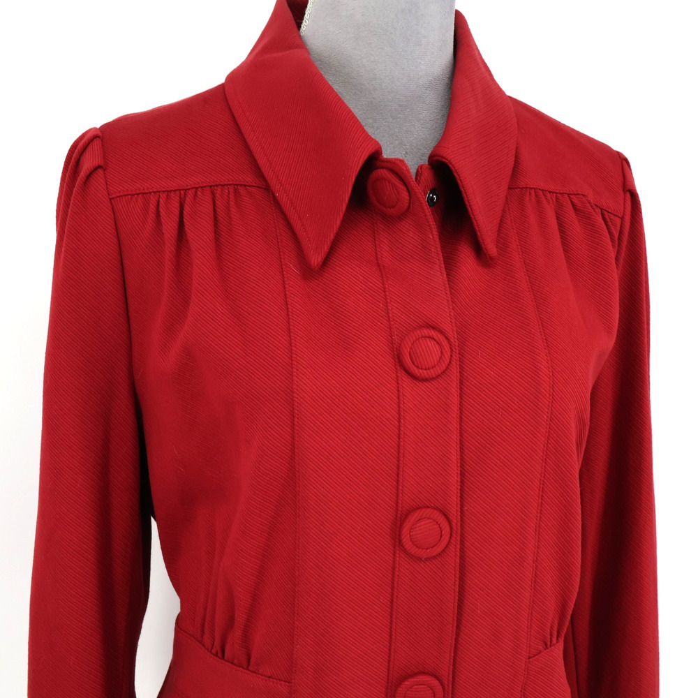 Cabi Jacket Womens Large Dark Red Twill Pockets Fitted Waist Snaps Preppy - Picture 6 of 16